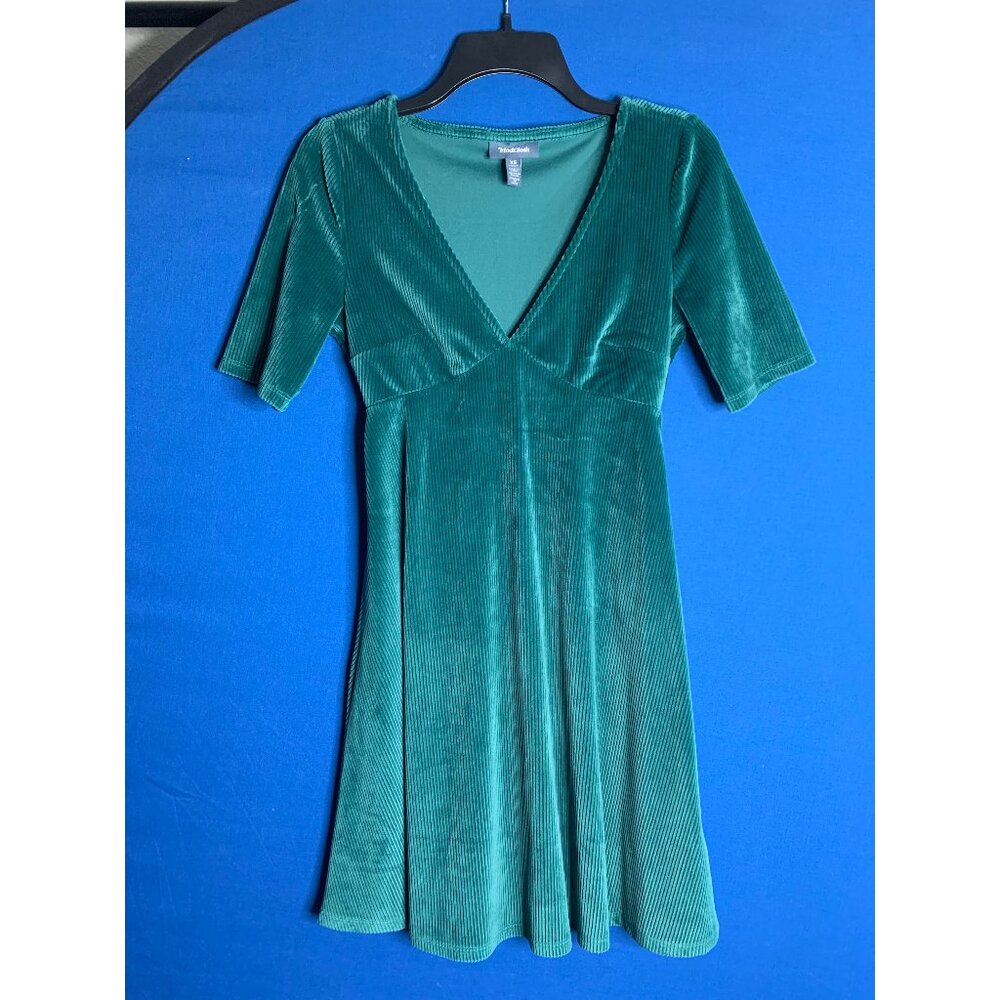 ModCloth teal velvet empire waist 1960s mini dress - Size XS